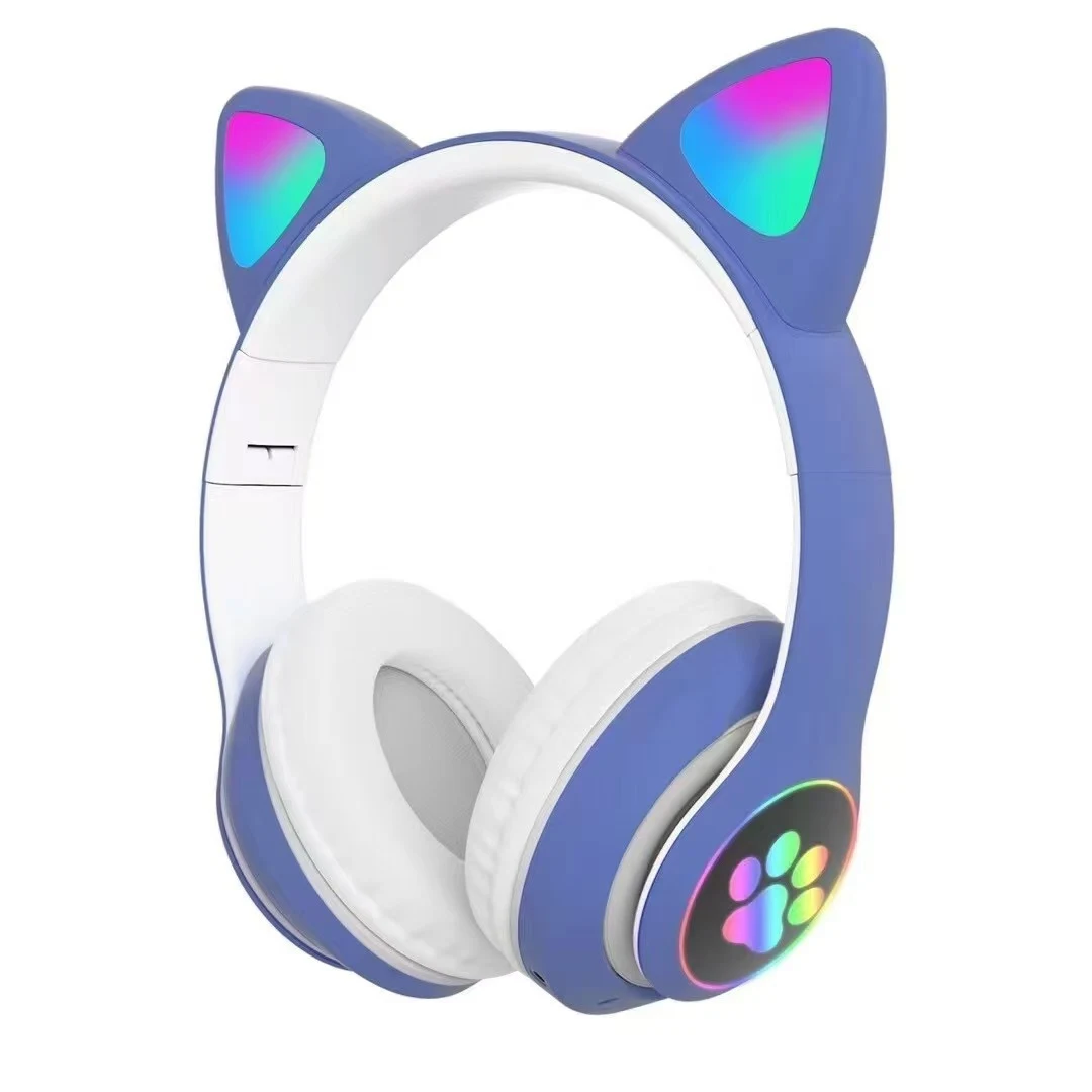 STN-28 Deep Blue cat-ear wireless headphones on white
